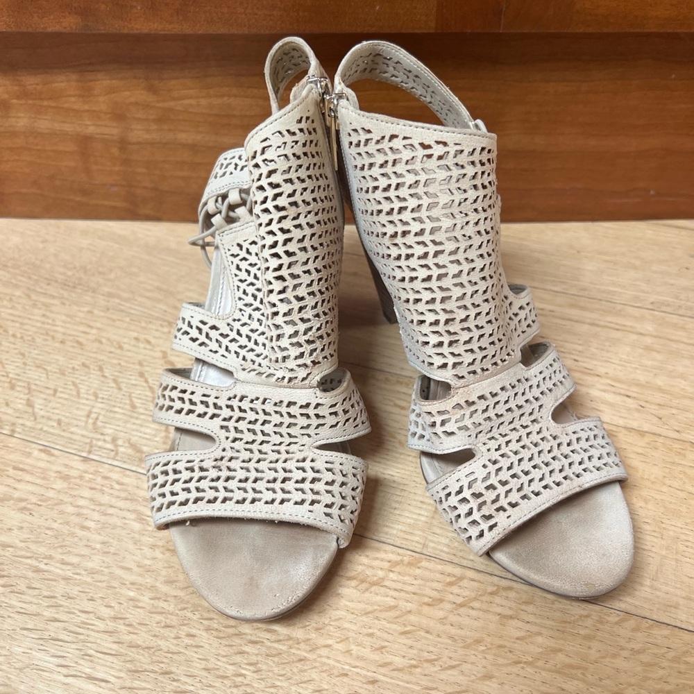 Vince Camuto Cream Heeled Sandal Booties